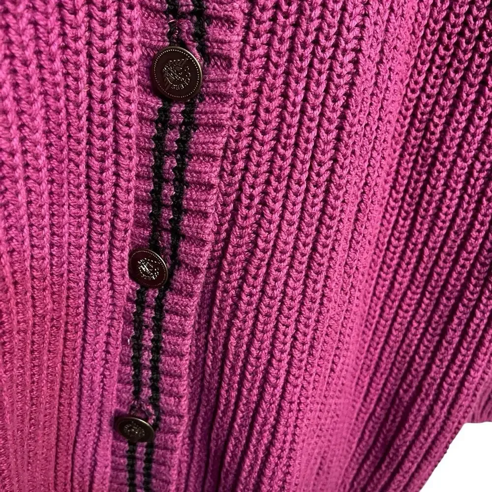 VTG Dockers Levi's Chunky Ribbed Knit Cardigan Women's M Purple Preppy Oversized